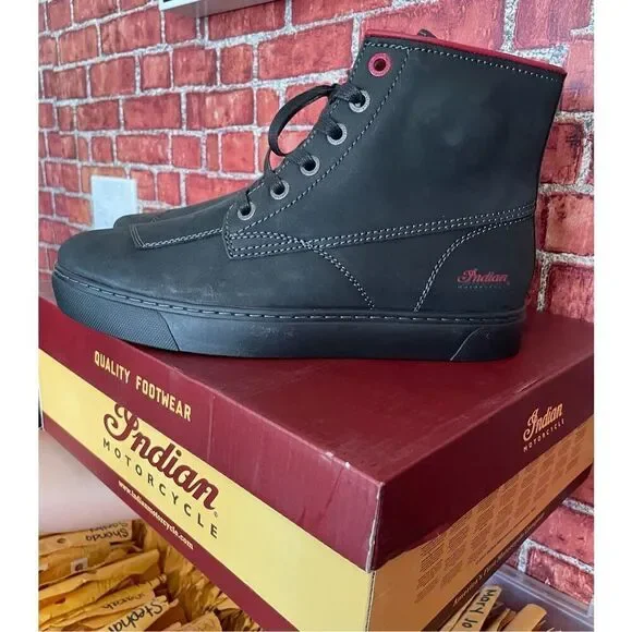 Indian Motorcycle Women's Leather Bryant Sneaker, Black Size 11